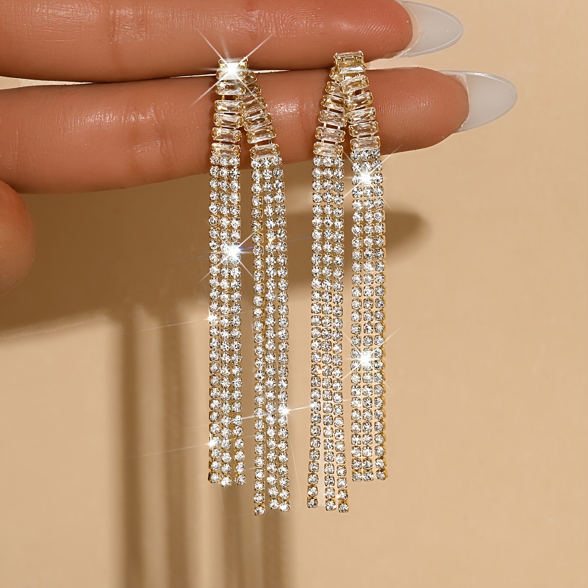 Romantic Synthetic Crystal Rhinestone Bridal Earrings for Women